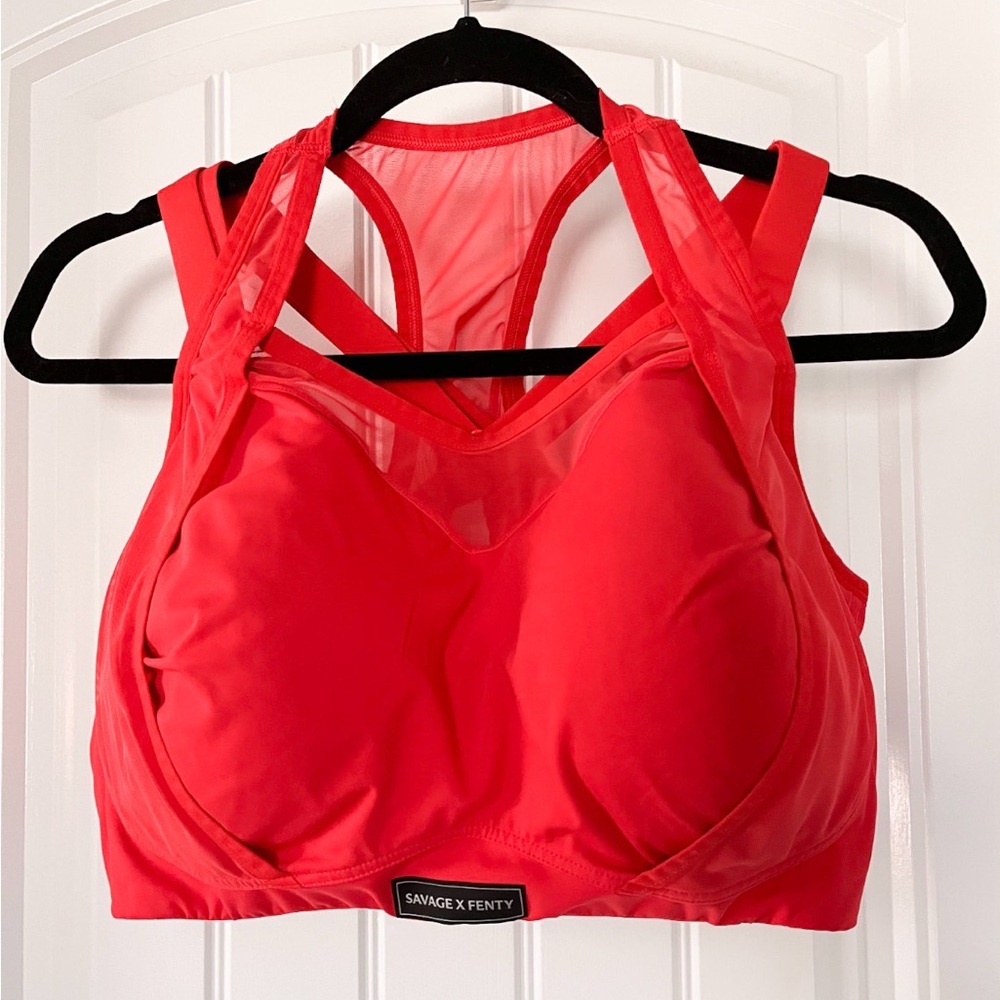 Savage X Fenty Women’s Breakthru High-Impact Sports Bra Size 44DD Orange Red